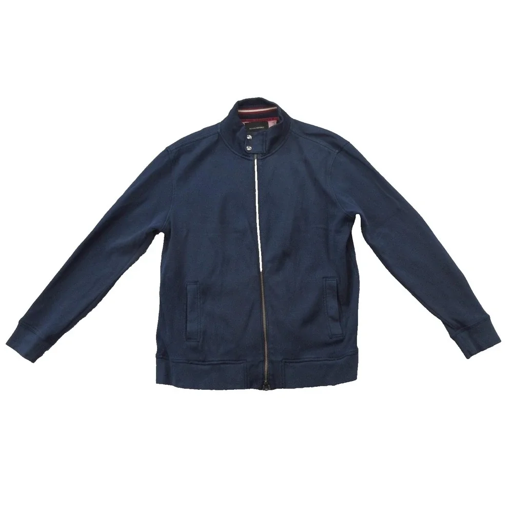 Banana Republic Jacket Mens XL Navy Blue Full Zip Cotton Stand Collar